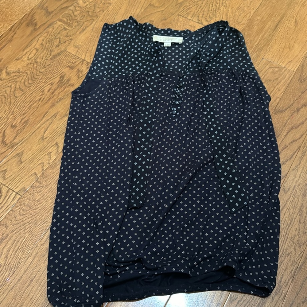 LOFT blue quarter button blouse